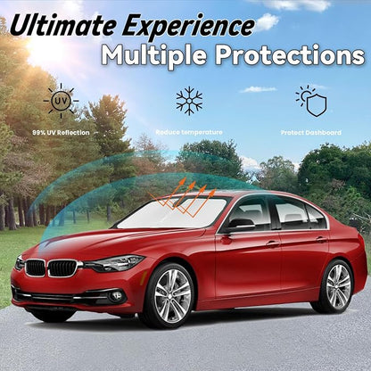 Windshield Sun Shade for 2013-2018 BMW 3 Series 320i 325i 328i 330i 335i F30 F31, Car Front Window Sunshade with 240T Sun Visor Protector Blocks UV Rays Heat Sun Shield Accessories