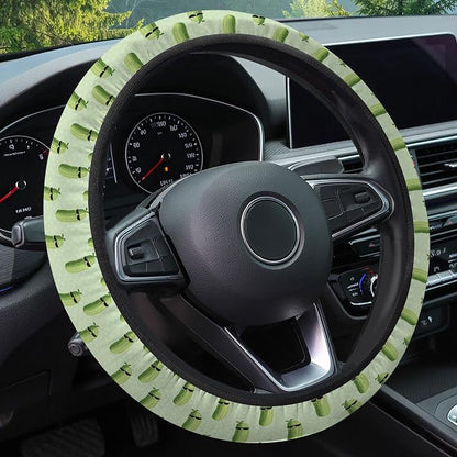 GENANY Funny Pickle Steering Wheel Cover, Non Slip Polyester Car Wheel Protector for Car SUV Truck, Universal 15 Inch