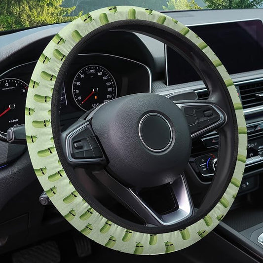 GENANY Funny Pickle Steering Wheel Cover, Non Slip Polyester Car Wheel Protector for Car SUV Truck, Universal 15 Inch