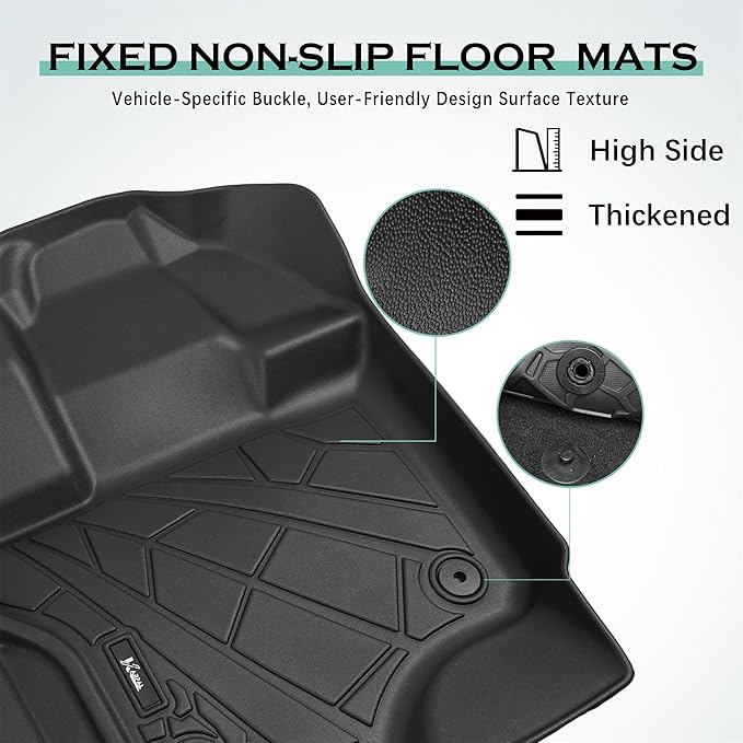 KARPAL Floor Mats for 2015-2025 2026 Ford F-150 SuperCrew (Includes 2022-2026 Lightning), Custom Fit TPE All Weather Ford F150 Accessories 1st & 2nd Row Floor Liner