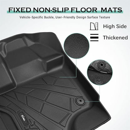 KARPAL Floor Mats for 2015-2025 2026 Ford F-150 SuperCrew (Includes 2022-2026 Lightning), Custom Fit TPE All Weather Ford F150 Accessories 1st & 2nd Row Floor Liner