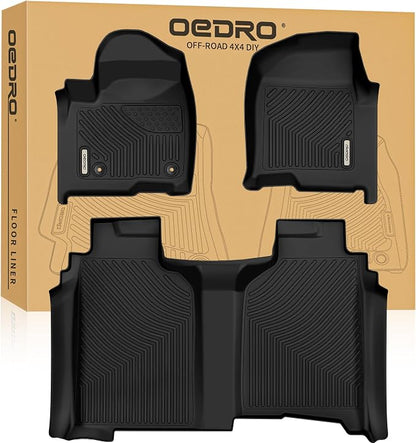 OEDRO Floor Mats Fit for 2019-2026 Chevy Silverado/GMC Sierra 1500 & 2020-2026 Silverado/Sierra 2500HD/3500HD Crew Cab TPE Floor Liner, No Rear Underseat Storage Box
