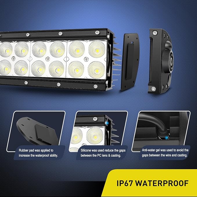 Nilight - 70016C-A 32" 180W Curved Spot Flood Combo High Power LED Driving Lamp LED Light Bar Off Road Fog Driving Work Light for SUV Boat Jeep Lamp