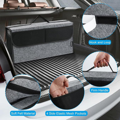 Car Trunk Organizer,Soft Felt Car Bag Organizer 20x6.11x10 inch Folding,for Honda CRV/for Civic/for Accord Ford/for Focus Fusion/for Toyota RAV4/for Jeep SUV/Truck/Sedan(Gray)