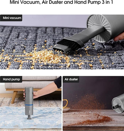 Brigii Mini Handheld Vacuum Cordless, 3 in 1-Car Vacuum & Air Duster & Hand Pump, Portable Rechargeable Cleaner for Car Interior, Small Spaces, Crevices-Y120 Pro