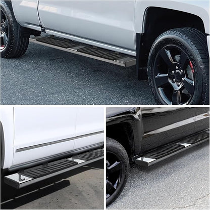 Nilight Running Boards for 2007-2018 Chevy Silverado/GMC Sierra 1500 Crew Cab 2007-2019 Chevy Silverado/GMC Sierra 2500HD 3500HD 6 Inch Slip-Proof Stainless Steel Side Step Nerf Bars