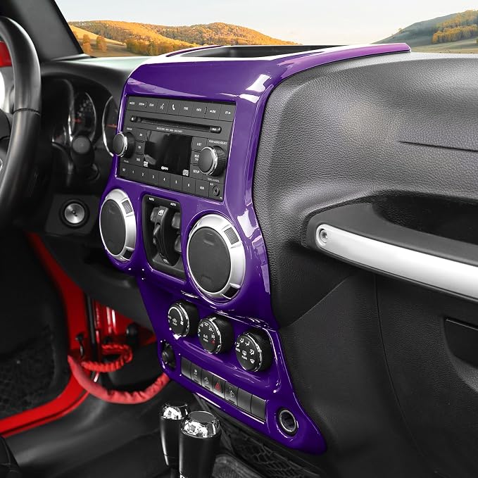 RT-TCZ for Jeep JK Purple Dash Accents Radio A/C Controls Cover Trim for Jeep Wrangler JK JKU 2011-2017 ABS Interior Accessories 2pcs