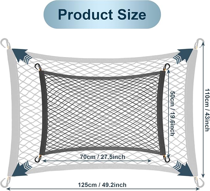 Cargo Net for SUV Trunk, Heavy Duty 3000D Polyester + 2240D Spandex Bungee Net, 31.5"x23.6" Elastic Storage Mesh, Cargo Organizer Net for Car Minivan Jeep Pickup SUV, Gray