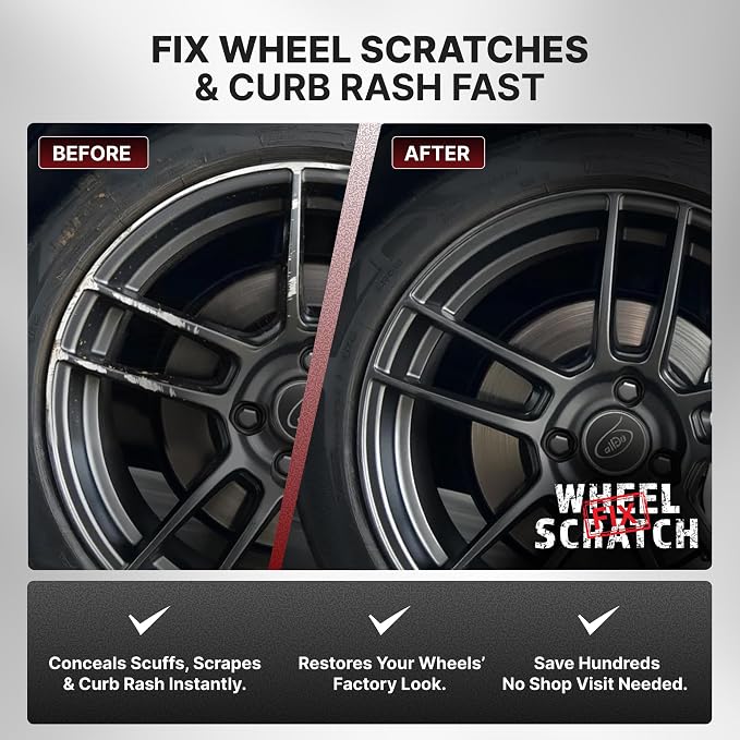 Wheel Scratch Fix® Grey Magic Car Scratch Remover Pen - Alloy Wheel Touch Up Paint Pen for Cars, Curb Rash Removal with Fast-Drying & Long-Lasting OEM Finish, Vehicles Rim Repair Paint for Chip (Anthracite (Pen Only))