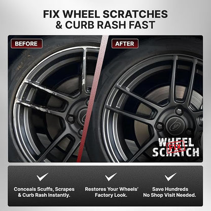 Wheel Scratch Fix® Silver Magic Car Scratch Remover Pen - Alloy Wheel Touch Up Paint Pen for Cars, Curb Rash Removal with Fast-Drying & Long-Lasting OEM Finish, Vehicles Rim Repair Paint for Chip (Dark Silver (Pen Only))