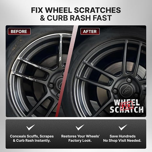 Wheel Scratch Fix® Silver Magic Car Scratch Remover Pen - Alloy Wheel Touch Up Paint Pen for Cars, Curb Rash Removal with Fast-Drying & Long-Lasting OEM Finish, Vehicles Rim Repair Paint for Chip (Dark Silver (Pen Only))
