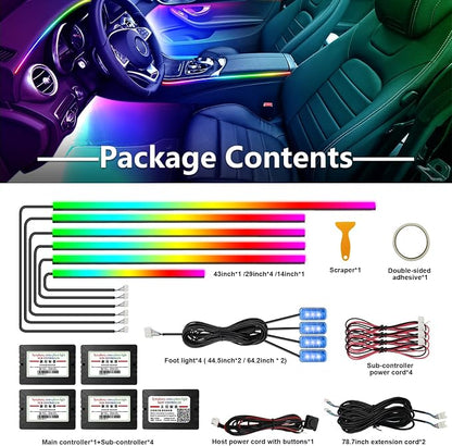 Dreamcolor Acrylic Interior Lights, 10 in 1 LED Strip Lights with APP Control and 213 Color Modes, Car Accessories Decorative Lights, Neon Ambient Lighting Kits