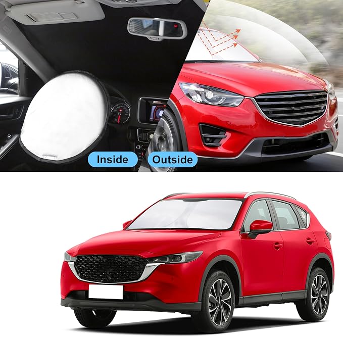 TINGLU Sun Shade for Mazda CX-5 CX5 2013-2016 Accessories Windshield Sun Shade Window Shade UV Rays Protection Sun Visor Cover with Steering Wheel Sunshade Storage Bag