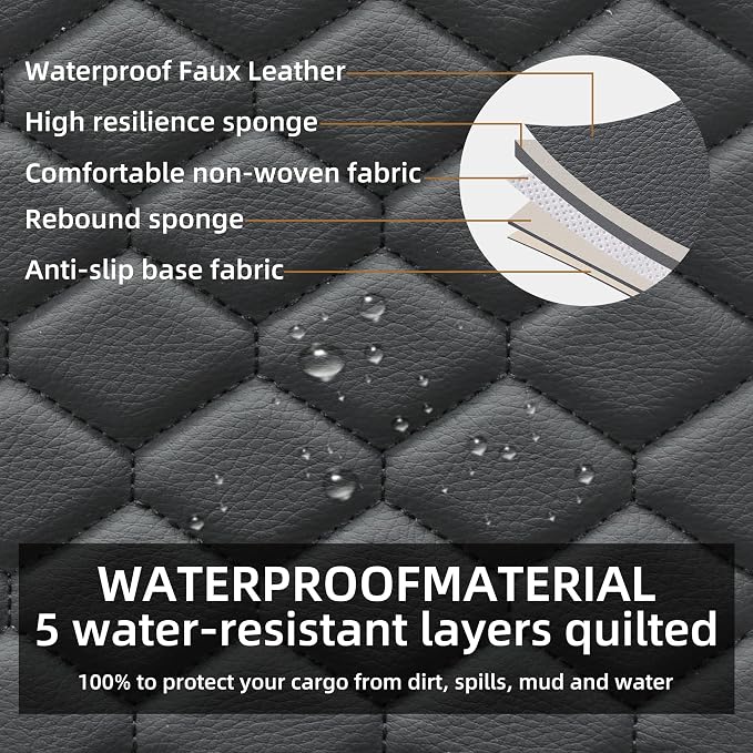 Elantrip Car Seat Cover Full Set Leather Car Seat Protector Universal fit for Most Cars SUVs and Trucks Water Proof Front and Rear Seat Protector Black