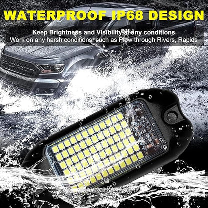 Nicoko 8 Pods 6000K pure White Rock lights Aluminum 9-30V Underglow Lights IP68 Waterproof Neon Trail Rig Lamp Lighting for SUV Car Truck Motorcycle Boat ATV UTV