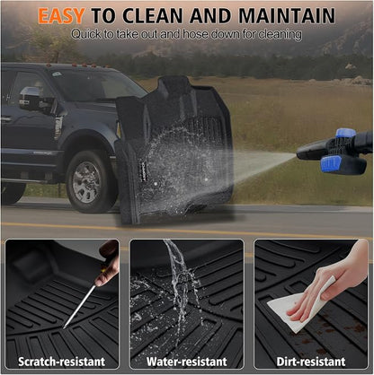 All Weather Car Floor Mats for Ford F250 F350 F450 2012-2016 Super Duty Crew Cab Without Manual Transfer Case Shifter, TPE Rubber Floor Liners Anti-Slip Automotive Mats for F250 F350 Accessories