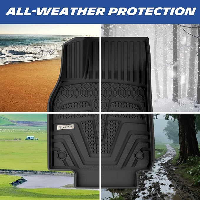 Michelin Vehicle Mat, All-Weather TPE Custom Fit Liner for Tesla Model Y 5 Seat Floor Mats 2025-2027 (9 Piece), Elite