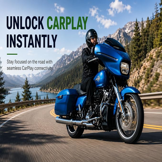 Motorcycle CarPlay Bluetooth Headset Bypass Adapter for Harley Skyline OS & Newer Gold Wing Models, Factory CarPlay Required, No Headset Required, USB-C Passthrough Charging