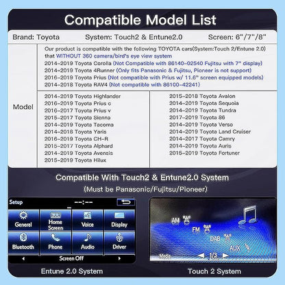 Carplay Adapter Wireless Carplay Retrofit Kit Decoder for Toyota Touch2 & Entune2.0 2014-2019 Fit for Tundra/4Runner/RAV4/Tacoma/Camry/Corolla/Avalon/Prius/CH-R/Sienna/Highlander