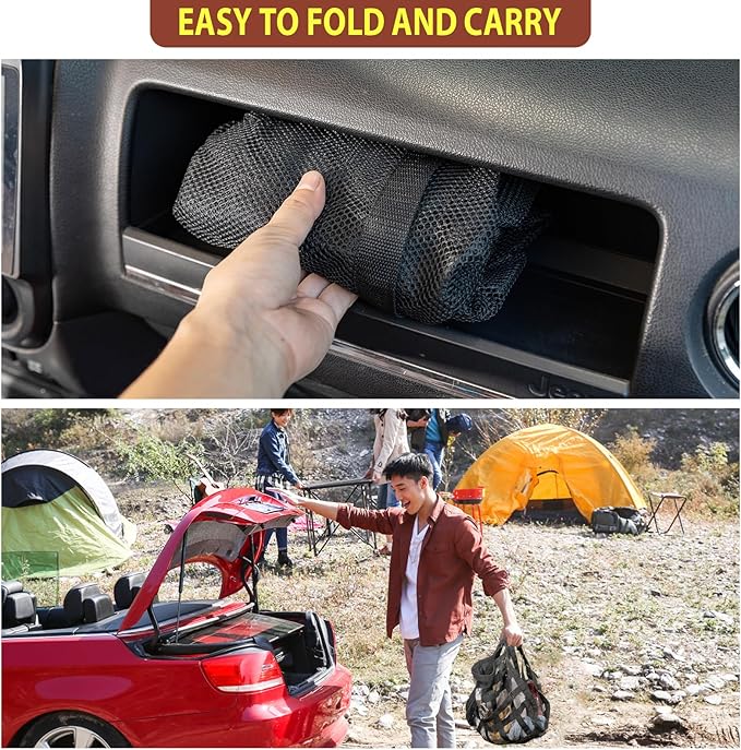 SUV Car Ceiling Cargo Net Pocket,35.4"x23.6" Double-Layer Mesh Car Roof Storage Organizer for Ford,F150,Jeep,Honda CRV,RAV4,Van Organizers and Storage,Camping Accessories