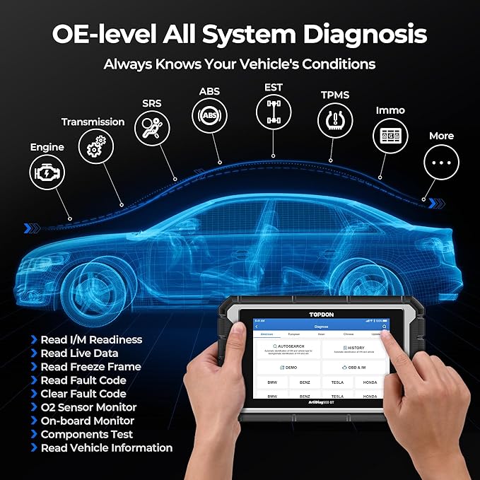 OBD2 Scanner Diagnostic Tool, TOPDON AD900BT Bidirectional Scan Tool with ECU C0ding, 28+ Services, Automotive All Systems Diagnosis Scanner for Car with 2 Years Updates, Active Test