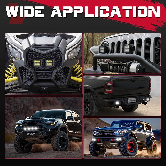 LED Cubes, OFFROADTOWN 3inch 120W CREE LED Pods Driving Lights Cubes Ditch Light Off Road Lights Reverse Light for Truck Pickup UTV ATV SUV Boat 4x4 Car - Driving Combo