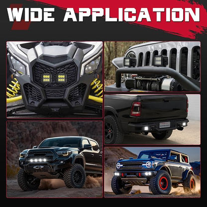 LED Cubes, OFFROADTOWN 3inch 120W CREE LED Pods Driving Lights Cubes Ditch Light Off Road Lights Reverse Light for Truck Pickup UTV ATV SUV Boat 4x4 Car - Driving Combo