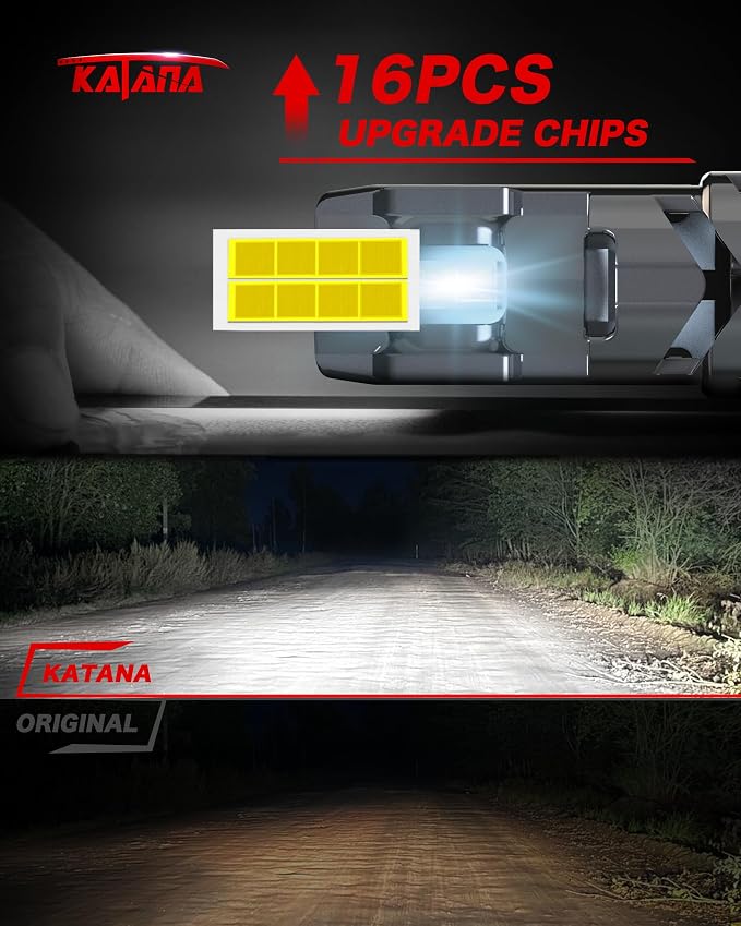Katana H7 Bulbs, No Adapter Required 400% Brightness 6500K Non-Polarity, Powersports, Pack of 2