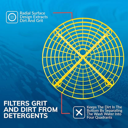Grit Guard The Original Black/Blue Insert (2 Pack) | 10" Diameter Car Wash Bucket Guard for Car Washing & Detailing | Compatible with 3.5, 4, 5 and 6 Gallon Buckets - Made in the USA