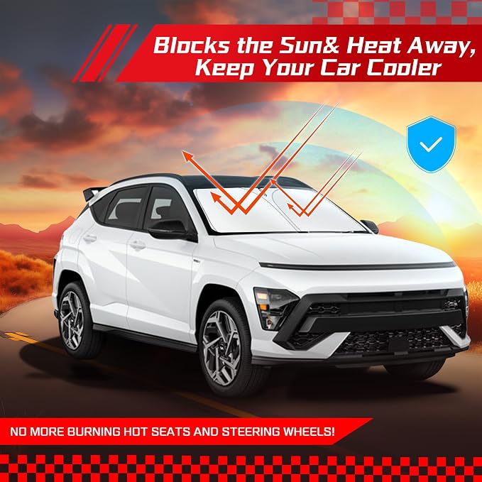 ARISMOTOR Windshield Sun Shade for Hyundai Kona 2024-2025 2026, Custom Fit Foldable Front Window Sunshade Sun Visor Protector, Block UV Rays Keep Your Car Cooler