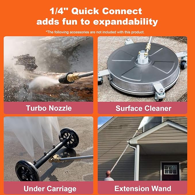 Electric Pressure Washer 5000 PSI 2.8 GPM Power Washer Electric Powered with 4 Pressure Nozzle and Foam Cannon, powerwashers for Home, Car Washing, Fence Cleaning, Patio, Orange