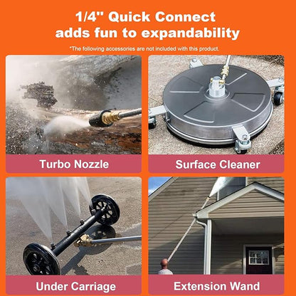Electric Pressure Washer 5000 PSI 2.8 GPM Power Washer Electric Powered with 4 Pressure Nozzle and Foam Cannon, powerwashers for Home, Car Washing, Fence Cleaning, Patio, Orange