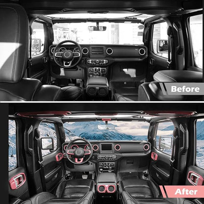 for Wrangler JL Interior Trim Kit Pink Dashboard for Jeep Wrangler JL JLU Gladiator JT 2018-2023 Pink Interior Accessories 21pcs
