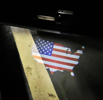 NewL 2 Pcs Led Car Door Welcome Light for American Map Flag Logo Symbol Projector Lights Ghost Shadow Light