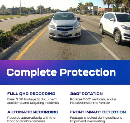 AZDOME M550 Pro 3CH Dash Cam 4K - 5G WiFi, 3.19" Screen IR Night Vision - 24H Parking Mode - 3-Channel Dash Cam - Wide-Angle Coverage - Collision Detection - Built-in GPS - Adjustable Camera Lens