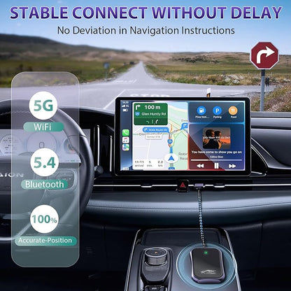Wireless Carplay Adapter, 2025 Upgrade Converts Wired to Wireless Adapter for iPhone, Auto Connect Dongle for Apple Car Play, Bluetooth No Delay Control for Cars from 2016 and iOS 10+, Black