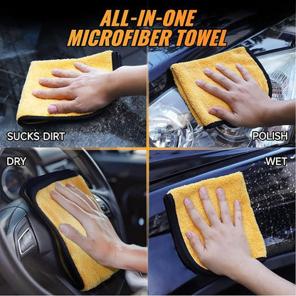 MRD's Home 3 Pack Microfiber Towels for Cars,16inch*14inch-420GSM Premium Microfiber Cleaning Cloth Car Drying Towel,Safe for Car Wash Scratch Free Strong Water Absorption