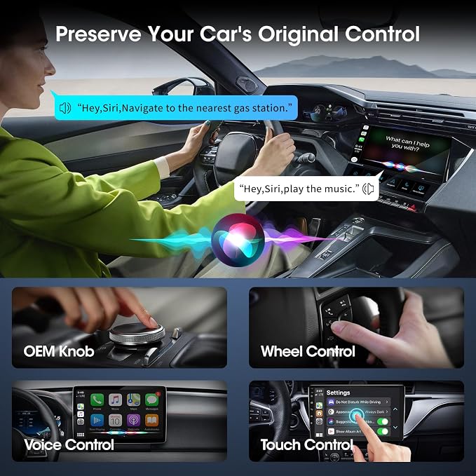 Wireless Carplay Adapter for iPhone, Convert Wired to Apple Carplay Wireless Adapter, Mini Size with Bluetooth 5.3 WiFi 5.8 GHz, Plug and Play, Connection Stable No Delay, White