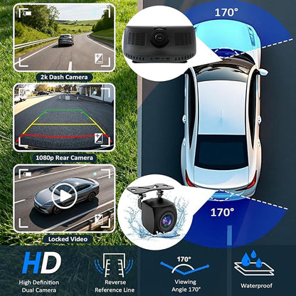 8.1" HD Carplay Screen for Car Stereo, 2K Dash Cam Wireless Portable Touch Screen Car Play with Apple Carplay & Android Auto with 1080P Back Up Camera, Bluetooth, Mirror Link, GPS , AUX, Voice Control