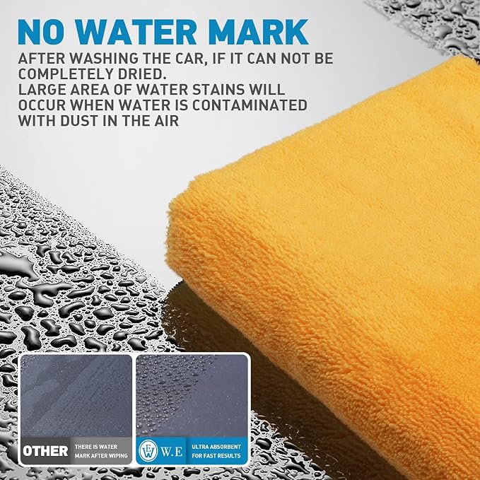 Microfiber Towels for Cars - 6 Pack (23.6" x 15.7") 450-GSM, High & Short Pile Micro Fiber Cleaning Cloth for Car Washing Drying & Auto Detailing, Strong Water Absorption Lint Free & Non-Streak