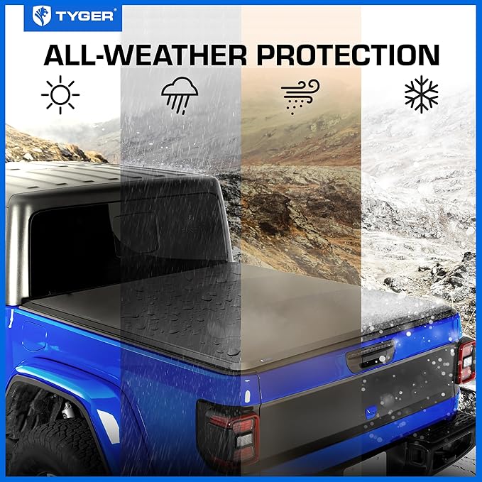 Tyger Auto T1 Soft Roll-up Truck Bed Tonneau Cover Compatible with 2020-2026 Jeep Gladiator JT | 5' (60") Bed | TG-BC1J9060