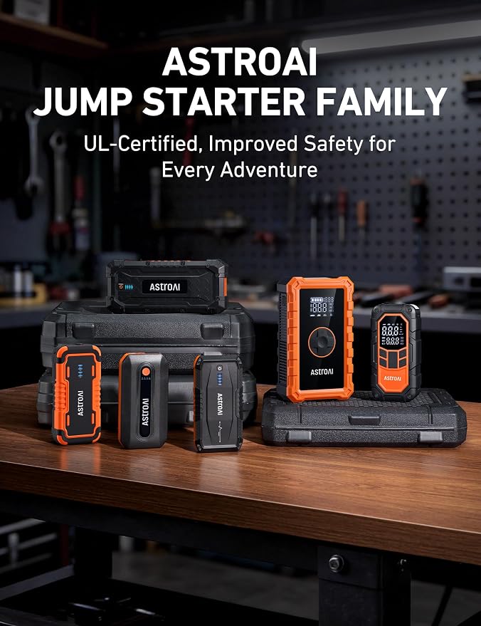 AstroAI S8 Car Battery Jump Starter 1500A – Portable 12V Lithium Jump Box with 3 Mode Flashlight, Power Bank & Smart Jumper Cables - for 6.0L Gas and 3.0L Diesel Engines