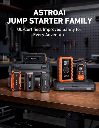 AstroAI S8 Car Battery Jump Starter 1500A – Portable 12V Lithium Jump Box with 3 Mode Flashlight, Power Bank & Smart Jumper Cables - for 6.0L Gas and 3.0L Diesel Engines