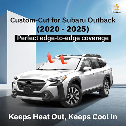 EcoNour Windshield Sunshade Compatible for Subaru Outback 2020-2023 2024 2025, Sun Visor for Front Windshield & Window Sun Shade Cover, UV Heat Blocker & Protector, Car Accessories