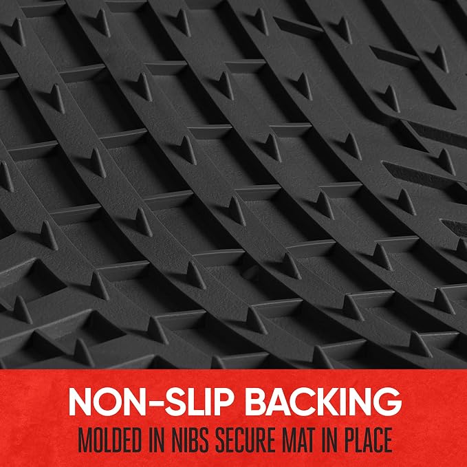 Motor Trend FlexTough Plus-2 Piece Front Car Floor Mats- Black Contour Liners-Deep Dish Heavy Duty Rubber Floor Mats for Car SUV Truck & Van-All Weather Protection, Universal Trim to Fit