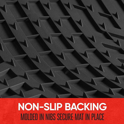 Motor Trend FlexTough Plus-2 Piece Front Car Floor Mats- Black Contour Liners-Deep Dish Heavy Duty Rubber Floor Mats for Car SUV Truck & Van-All Weather Protection, Universal Trim to Fit