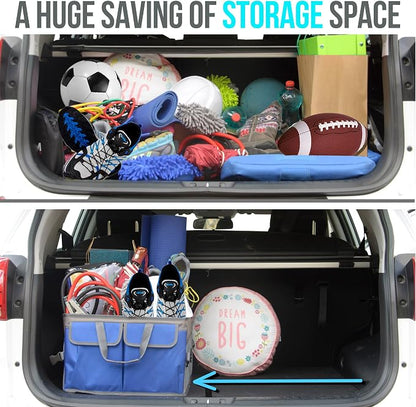 Car Trunk Organizer – Large Collapsible Storage Box with Adjustable Compartments – Heavy-Duty Cargo Organizer for SUV, Truck & Car – Non-Slip Waterproof Trunk Storage Bin for Groceries & Tools
