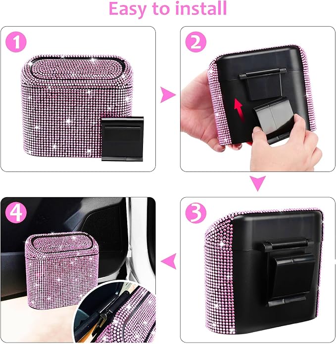 Accmor Car Trash Can with Lid, Mini Auto Dustbin Garbage Can, Car Accessories for Interior, Vehicle Can Garbage Bin with 30pcs Trash Bags, Multipurpose Organizers for Home, Office, Cars, SUV, Truck