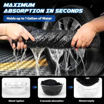 SMINDER 2-Pack 1200 GSM Car Drying Towels – Microfiber Towels for Cars (36" x 24"), Ultra-Absorbent, Streak-Free, Scratch-Free, No Water Spots, Double-Twist Pile & Edgeless Design(Blue)