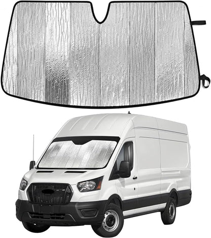 EcoNour Accordion Foldable Windshield Sun Shade Fit for Ford Transit 2015-2024 2025 2026 Sunshade, Front Car Window Shades Sun Visor, Blocks UV Rays & Heat, Car Accessories